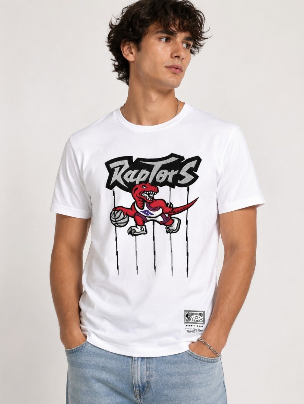 Mitchell & Ness Toronto Raptors Graphic T-Shirt Men's Small White NBA Hardwood